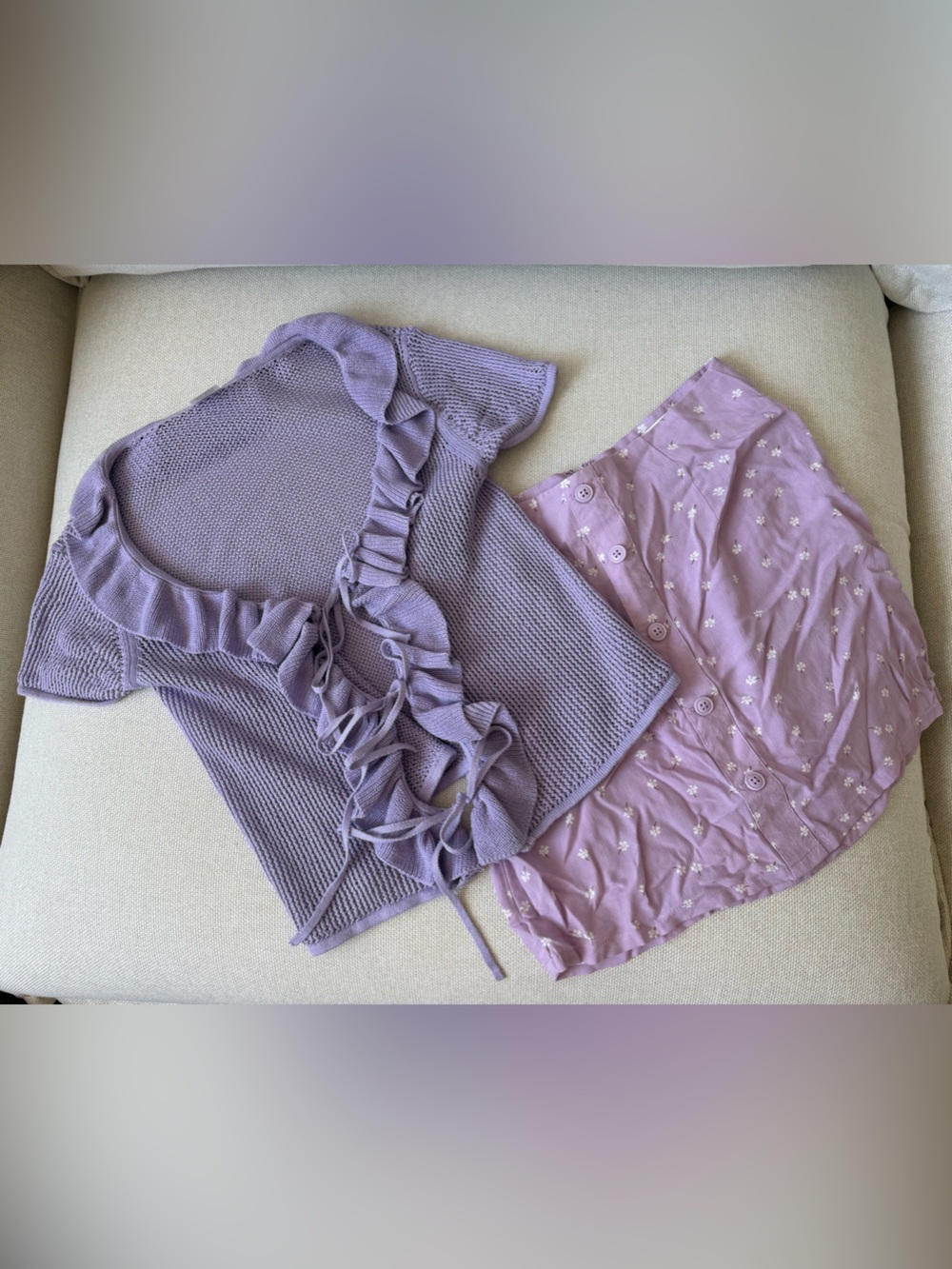 wild fable Lilac Ruffle-Trim Mini Skirt